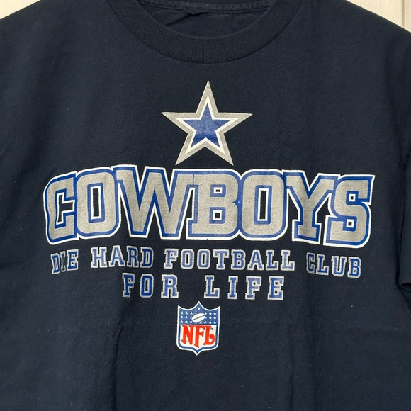 NFL Dallas Cowboys Die Hard Football Club For Life Short Sleeve Shirt Vintage 90 - Picture 2 of 5